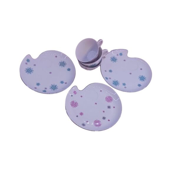 Snack Plates Shafford Japan VTG MCM Atomic Starburst Cup Snowflake Set - Picture 4 of 13